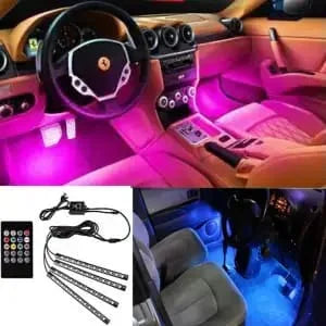 4-in-1 Car RGB LED Interior Ambient Light Strip Set with Remote Control
