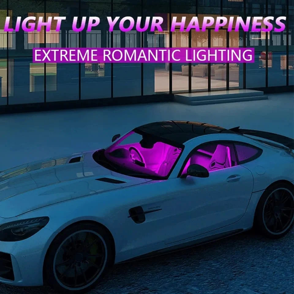 4-in-1 Car RGB LED Interior Ambient Light Strip Set with Remote Control