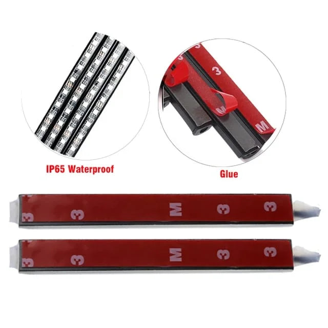 4-in-1 Car RGB LED Interior Ambient Light Strip Set with Remote Control