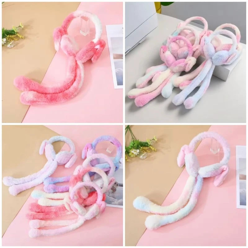 Cute Plush Airbag Movable Rabbit Earmuffs