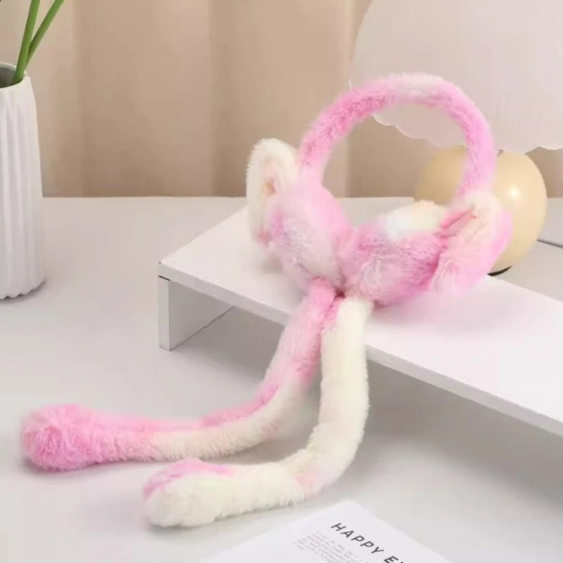 Cute Plush Airbag Movable Rabbit Earmuffs