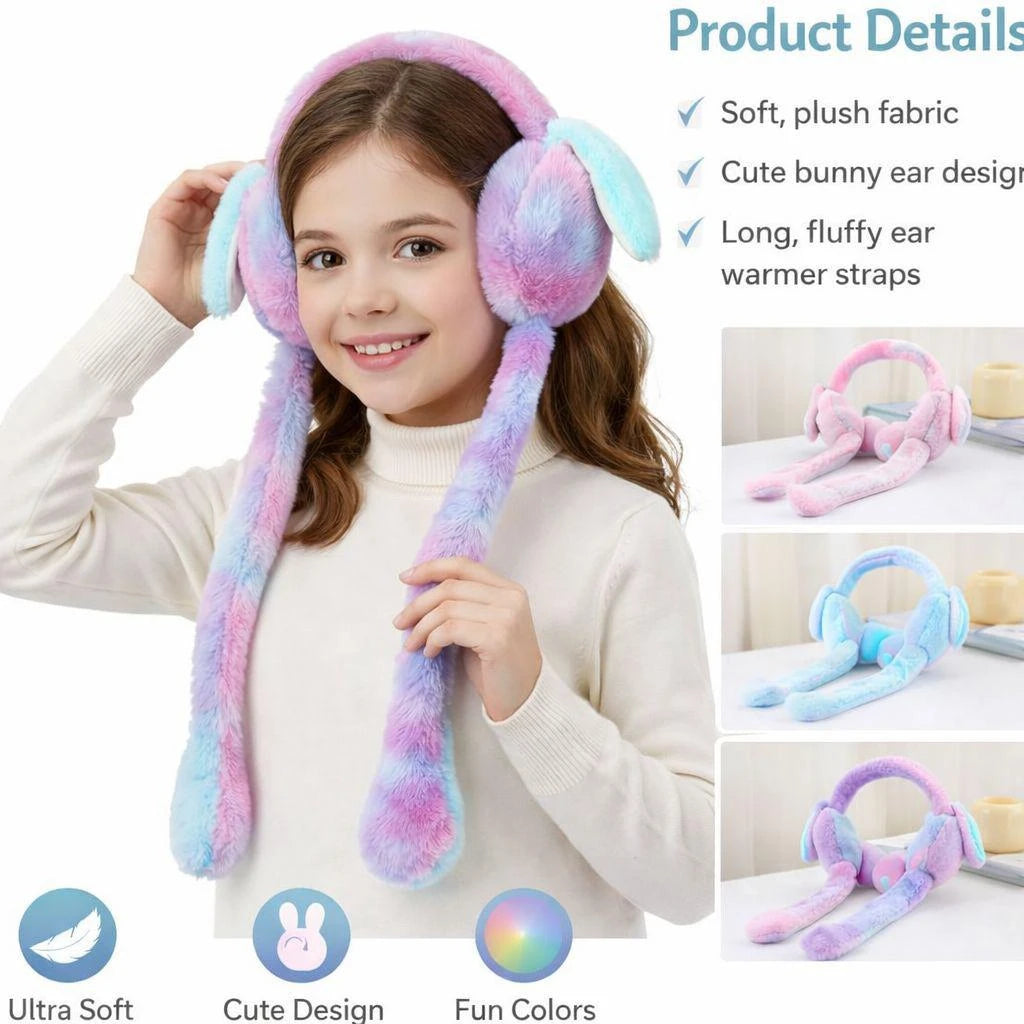 Cute Plush Airbag Movable Rabbit Earmuffs