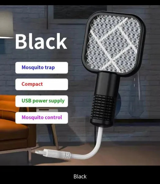 USB Electric Mosquito Killer Racket | 2-in-1 Bug Zapper Lamp for Indoor & Outdoor | Safe, Rechargeable, LED Trap Light
