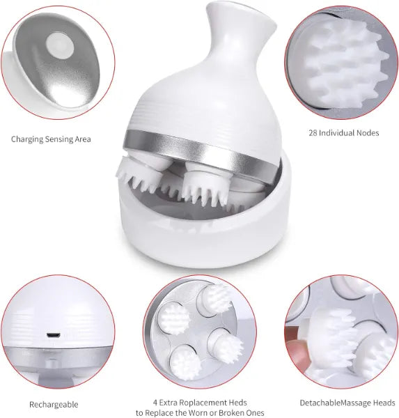 Electric Scalp & Body Massager with 76 Massage Nodes – Rechargeable Smart Kneading Head, Neck, Shoulder & Back Massager for Stress Relief, Hair Growth & Full Body Relaxation