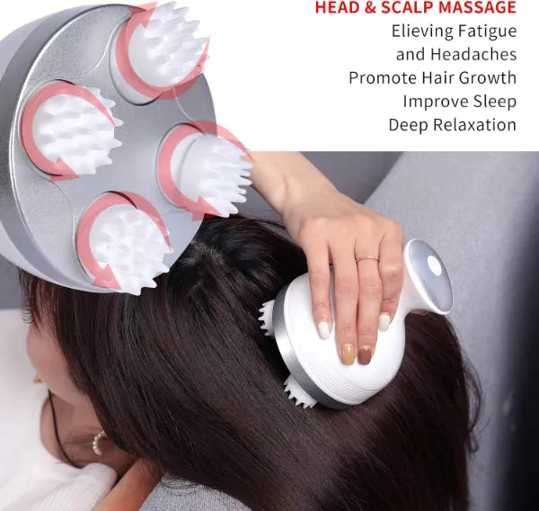 Electric Scalp & Body Massager with 76 Massage Nodes – Rechargeable Smart Kneading Head, Neck, Shoulder & Back Massager for Stress Relief, Hair Growth & Full Body Relaxation