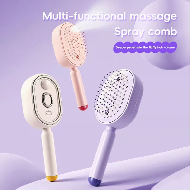 Electric Spray Massage Hair Comb – 3-in-1 Rechargeable Hair Brush