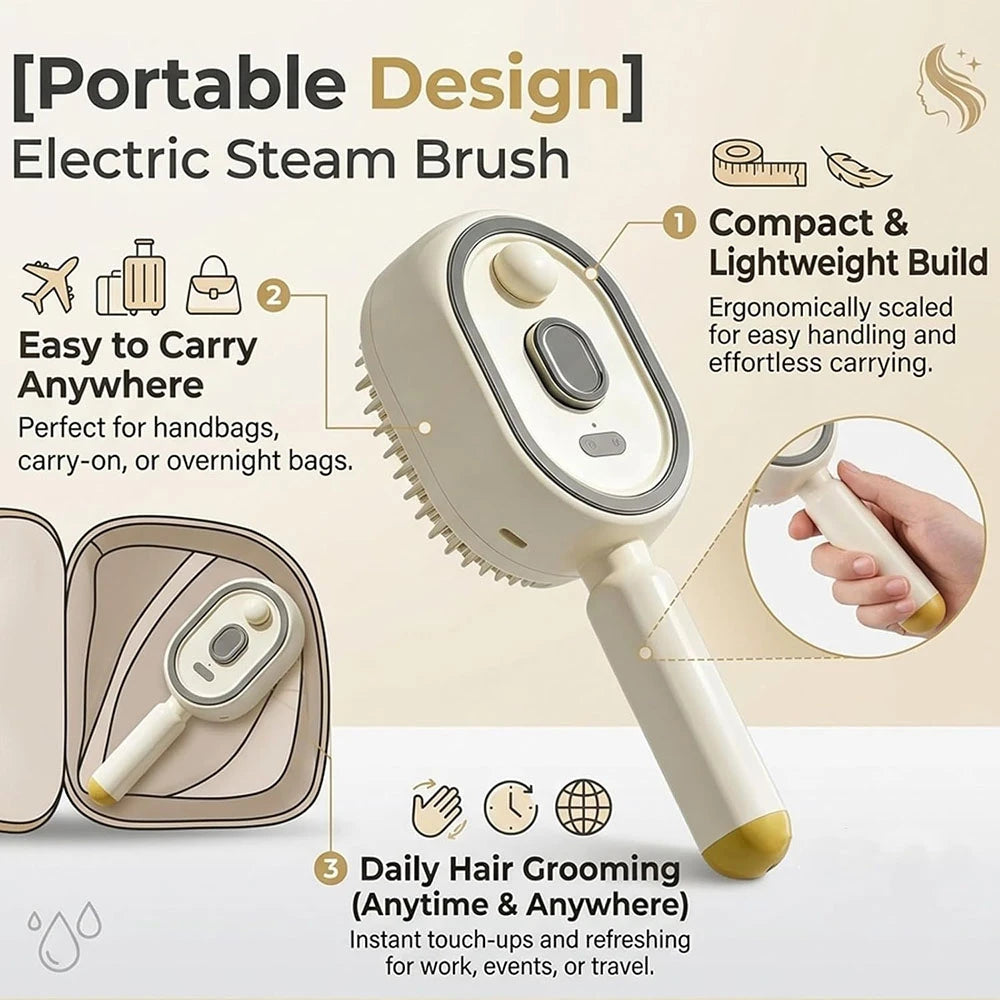 Electric Spray Massage Hair Comb – 3-in-1 Rechargeable Hair Brush