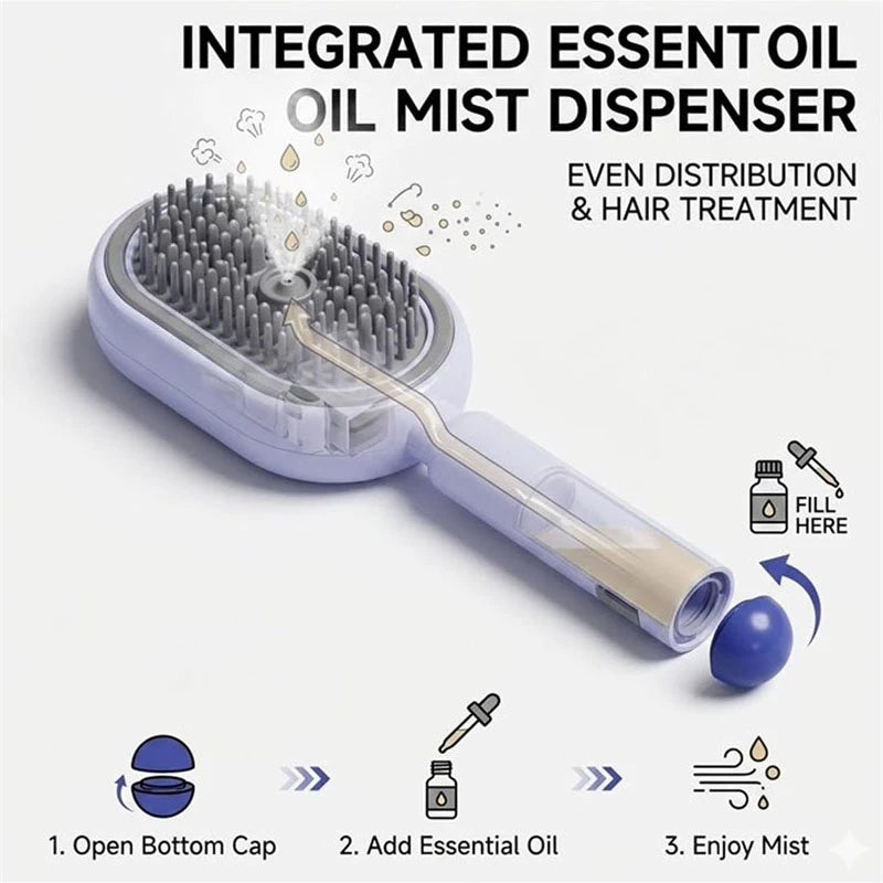 Electric Spray Massage Hair Comb – 3-in-1 Rechargeable Hair Brush