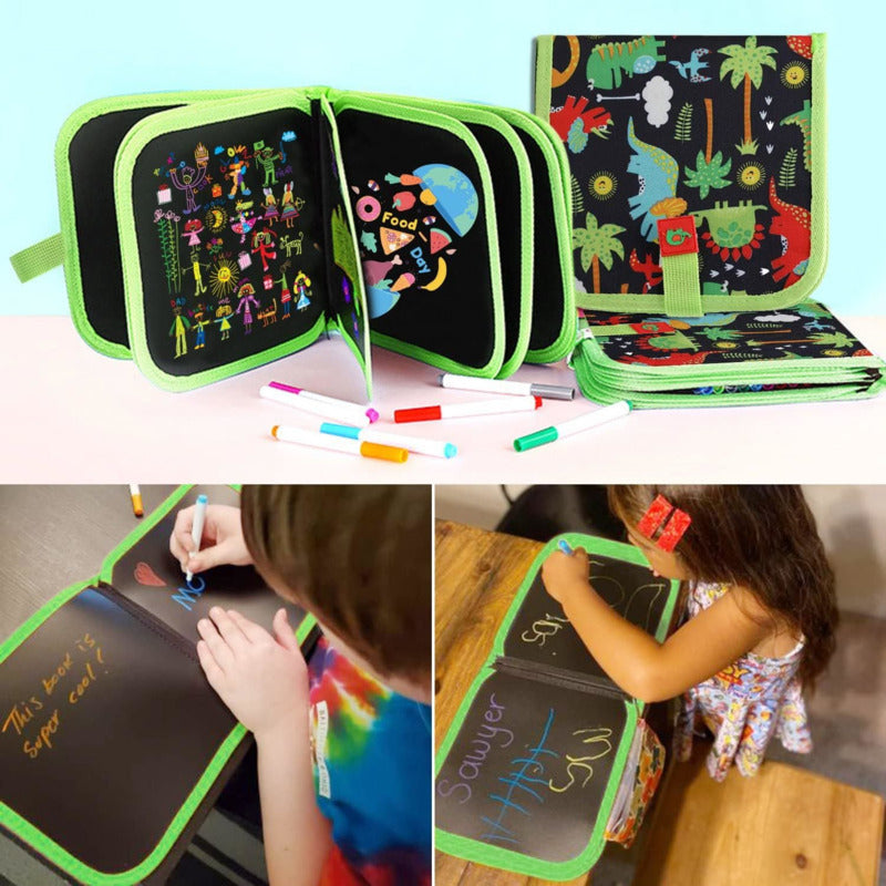 Kids Erasable Drawing Book with Watercolor Pens | Reusable & Mess-Free