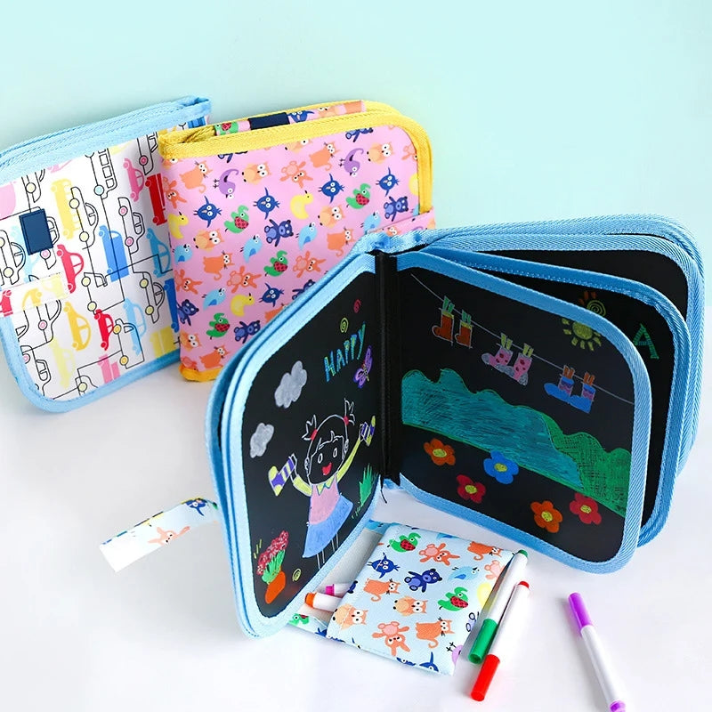 Kids Erasable Drawing Book with Watercolor Pens | Reusable & Mess-Free