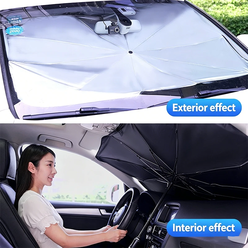 Premium Foldable Car Windshield Sunshade Umbrella – UV Protection Heat Block Front Window Sun Shade Parasol for Cars, SUVs & Trucks