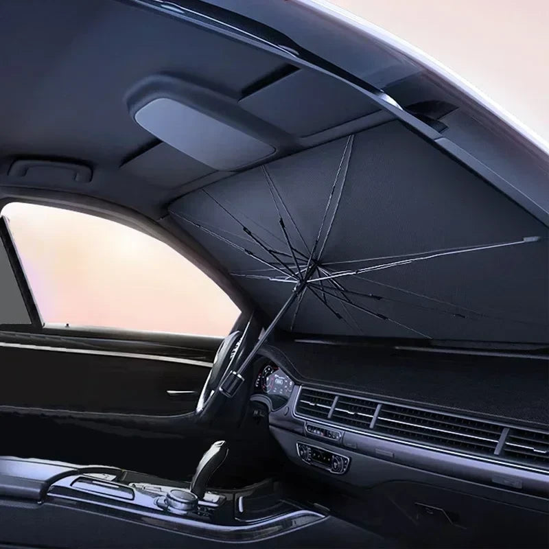 Premium Foldable Car Windshield Sunshade Umbrella – UV Protection Heat Block Front Window Sun Shade Parasol for Cars, SUVs & Trucks