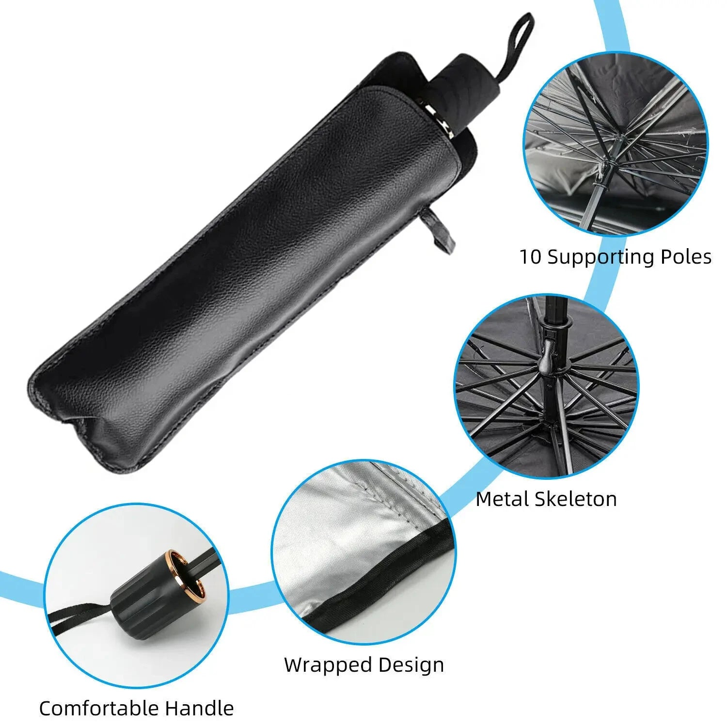 Premium Foldable Car Windshield Sunshade Umbrella – UV Protection Heat Block Front Window Sun Shade Parasol for Cars, SUVs & Trucks