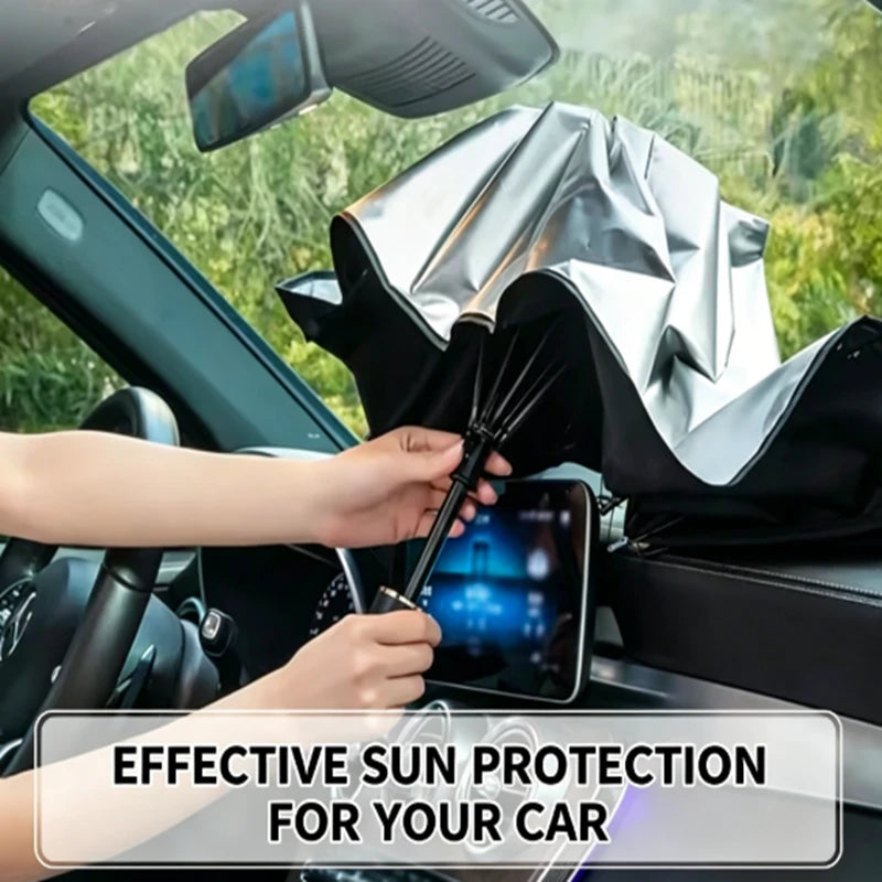 Premium Foldable Car Windshield Sunshade Umbrella – UV Protection Heat Block Front Window Sun Shade Parasol for Cars, SUVs & Trucks