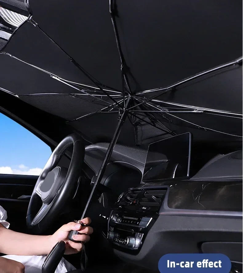 Premium Foldable Car Windshield Sunshade Umbrella – UV Protection Heat Block Front Window Sun Shade Parasol for Cars, SUVs & Trucks