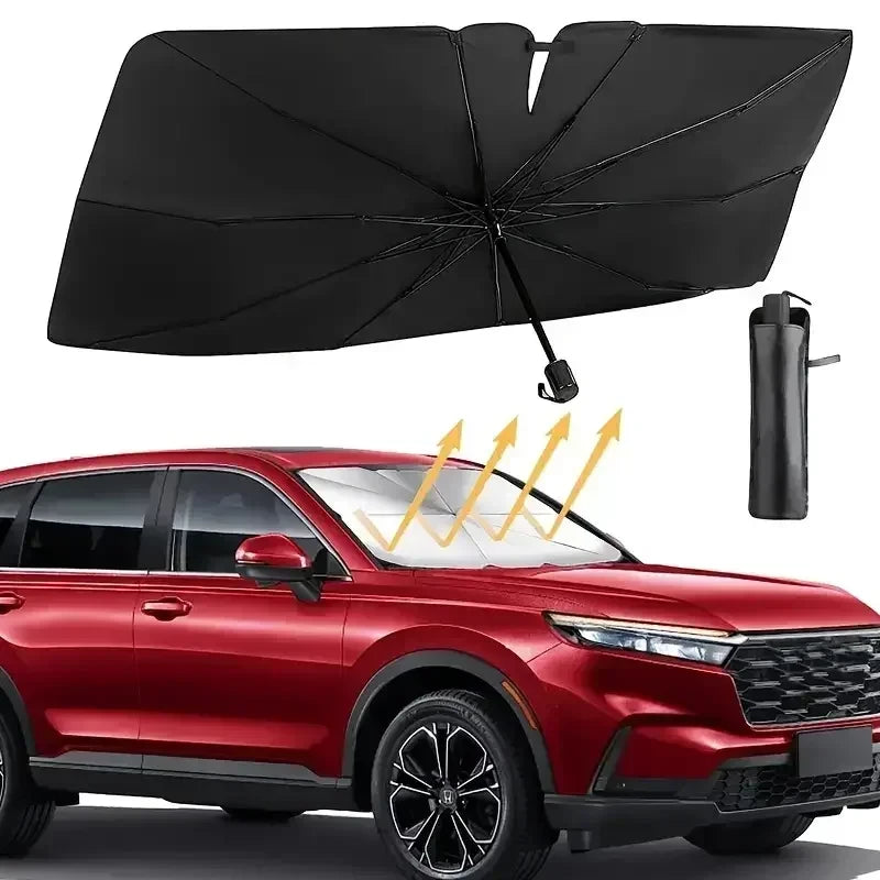 Premium Foldable Car Windshield Sunshade Umbrella – UV Protection Heat Block Front Window Sun Shade Parasol for Cars, SUVs & Trucks