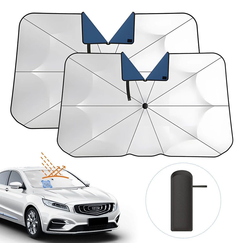 Premium Foldable Car Windshield Sunshade Umbrella – UV Protection Heat Block Front Window Sun Shade Parasol for Cars, SUVs & Trucks