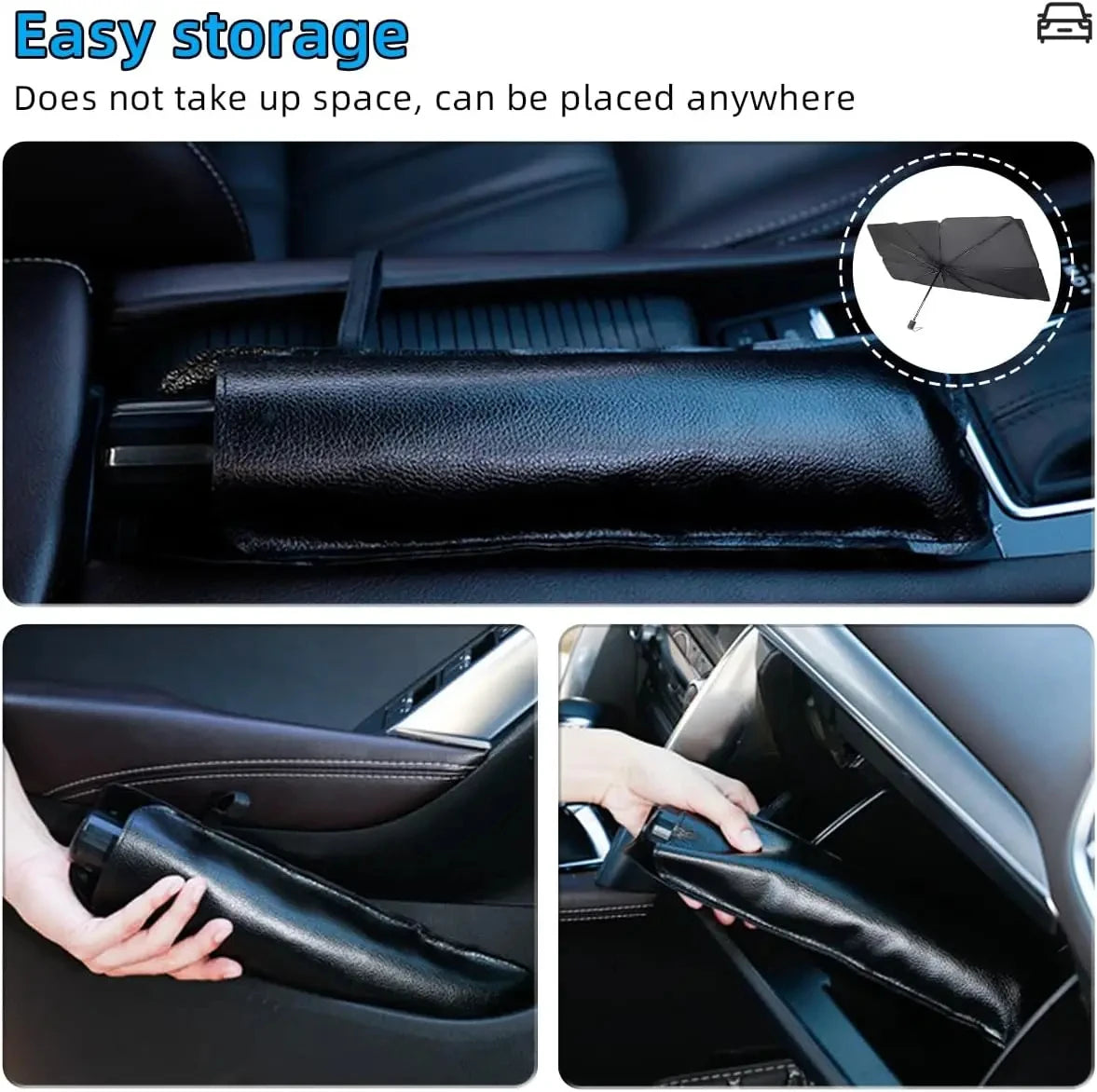 Premium Foldable Car Windshield Sunshade Umbrella – UV Protection Heat Block Front Window Sun Shade Parasol for Cars, SUVs & Trucks