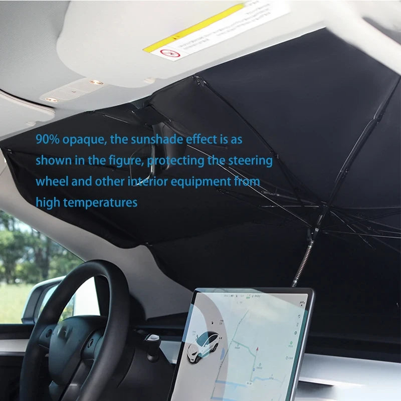Premium Foldable Car Windshield Sunshade Umbrella – UV Protection Heat Block Front Window Sun Shade Parasol for Cars, SUVs & Trucks