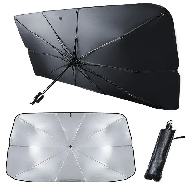 Premium Foldable Car Windshield Sunshade Umbrella – UV Protection Heat Block Front Window Sun Shade Parasol for Cars, SUVs & Trucks