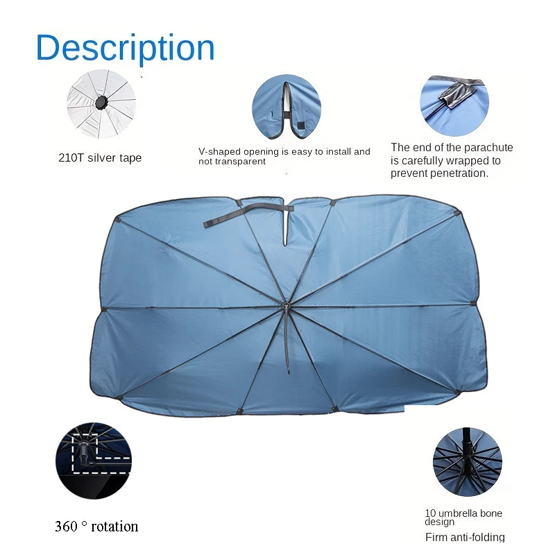 Premium Foldable Car Windshield Sunshade Umbrella – UV Protection Heat Block Front Window Sun Shade Parasol for Cars, SUVs & Trucks