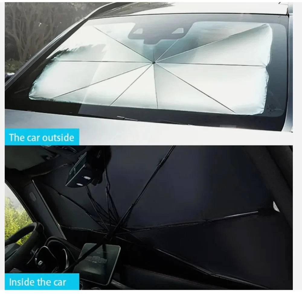 Premium Foldable Car Windshield Sunshade Umbrella – UV Protection Heat Block Front Window Sun Shade Parasol for Cars, SUVs & Trucks