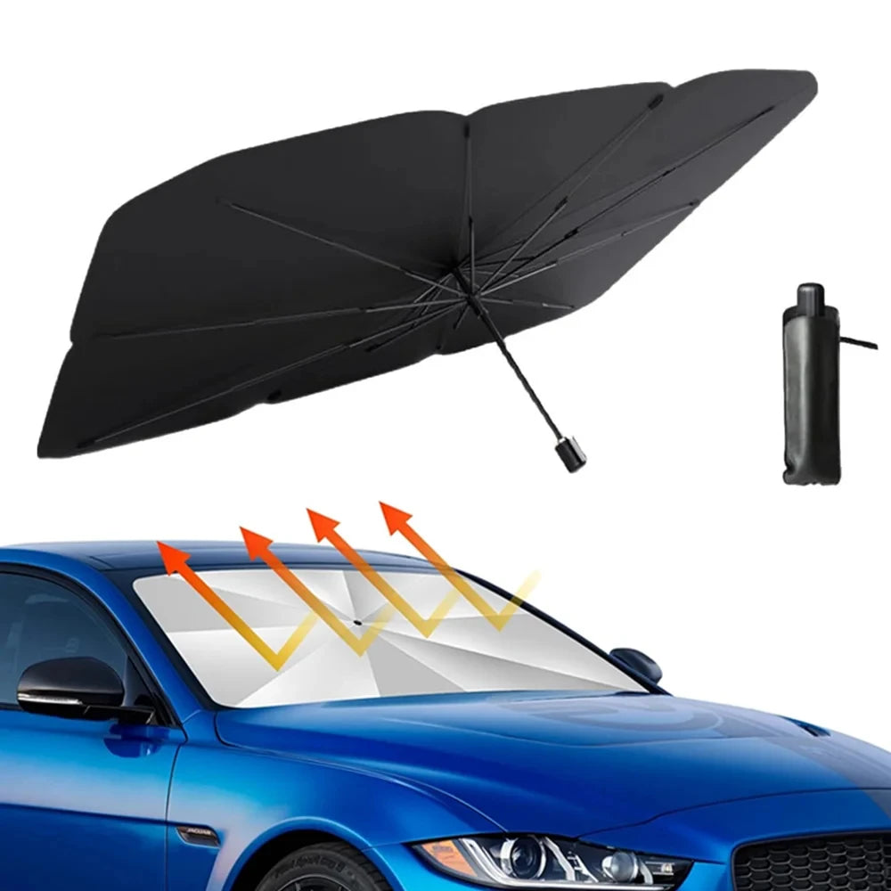 Premium Foldable Car Windshield Sunshade Umbrella – UV Protection Heat Block Front Window Sun Shade Parasol for Cars, SUVs & Trucks