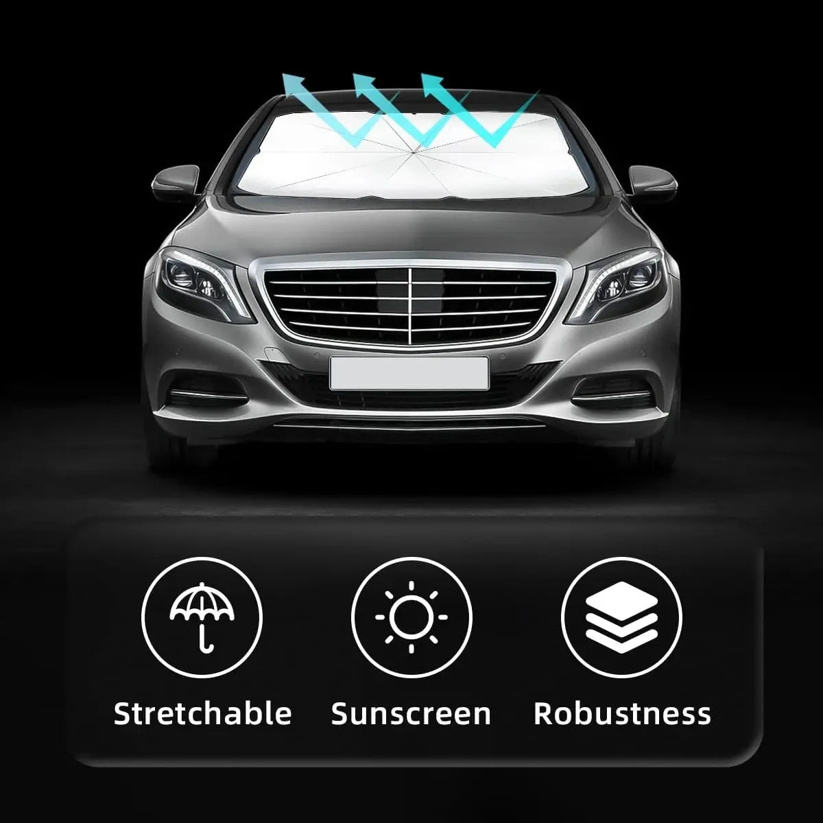 Premium Foldable Car Windshield Sunshade Umbrella – UV Protection Heat Block Front Window Sun Shade Parasol for Cars, SUVs & Trucks