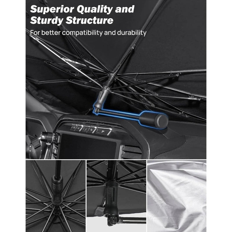 Premium Foldable Car Windshield Sunshade Umbrella – UV Protection Heat Block Front Window Sun Shade Parasol for Cars, SUVs & Trucks