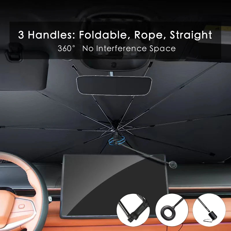 Premium Foldable Car Windshield Sunshade Umbrella – UV Protection Heat Block Front Window Sun Shade Parasol for Cars, SUVs & Trucks