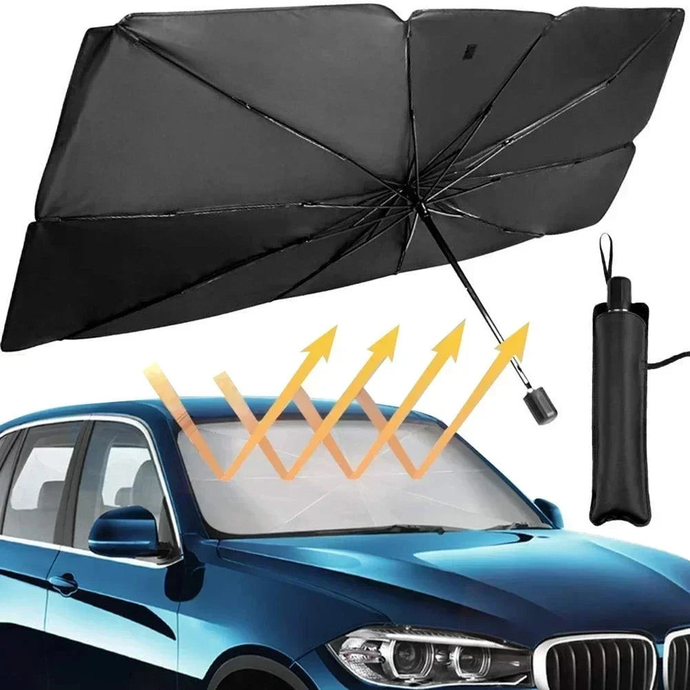 Premium Foldable Car Windshield Sunshade Umbrella – UV Protection Heat Block Front Window Sun Shade Parasol for Cars, SUVs & Trucks