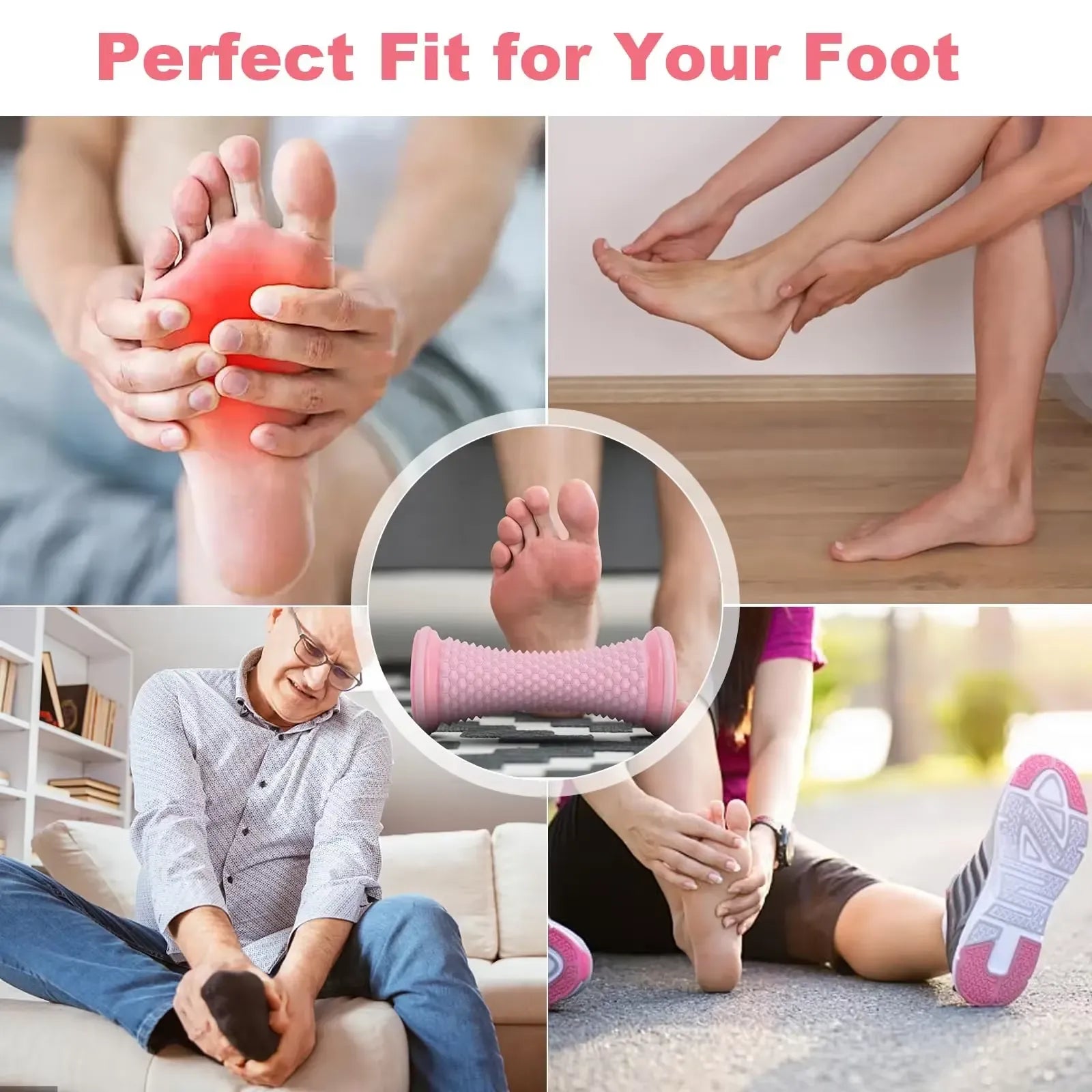 TPR Foot Massager Roller Plantar Fascia Massager - Ergonomic Foot Roller for Deep Tissue Relief | Reflexology Tool for Muscle Relaxation & Home Fitness