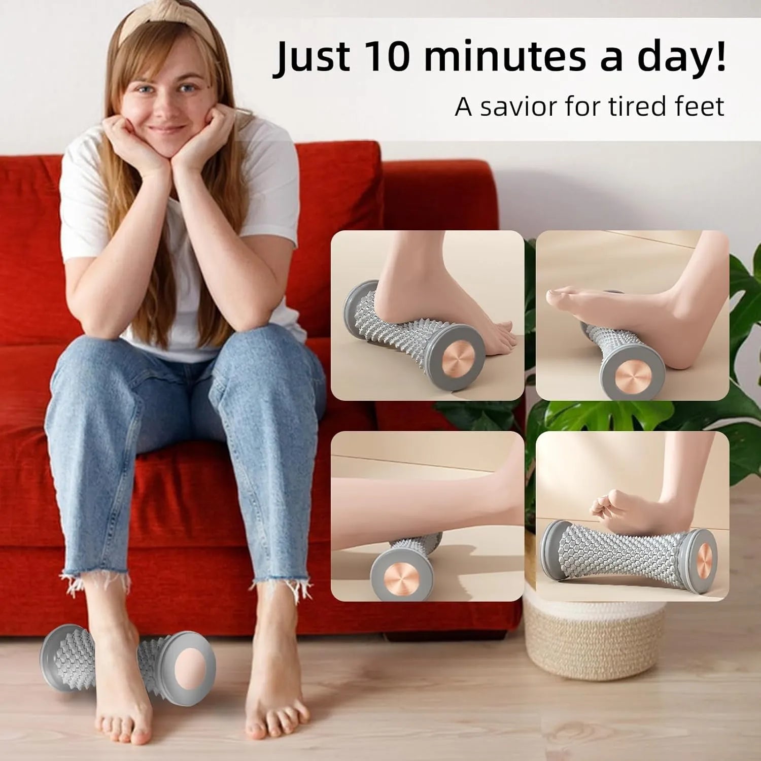 TPR Foot Massager Roller Plantar Fascia Massager - Ergonomic Foot Roller for Deep Tissue Relief | Reflexology Tool for Muscle Relaxation & Home Fitness