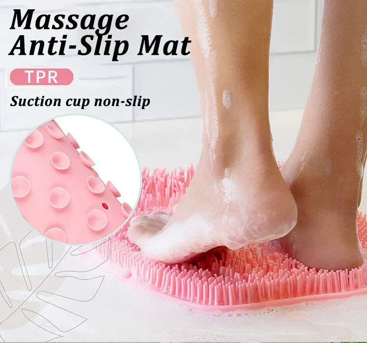 Silicone Foot Shower Massager & Scrubber Pad with Suction Cups – TPR Acupressure Mat for Feet & Body | Exfoliates, Improves Circulation, Odor Control (Medium & Large Sizes)
