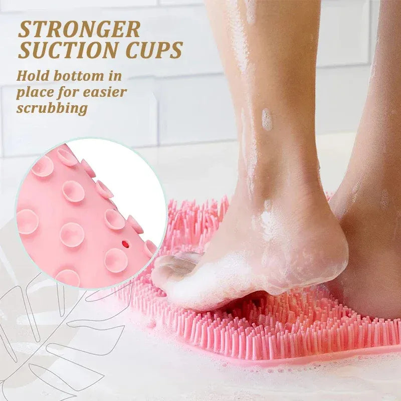 Silicone Foot Shower Massager & Scrubber Pad with Suction Cups – TPR Acupressure Mat for Feet & Body | Exfoliates, Improves Circulation, Odor Control (Medium & Large Sizes)