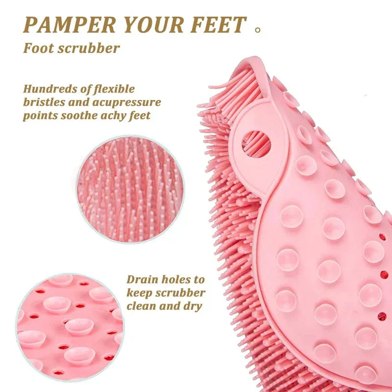Silicone Foot Shower Massager & Scrubber Pad with Suction Cups – TPR Acupressure Mat for Feet & Body | Exfoliates, Improves Circulation, Odor Control (Medium & Large Sizes)