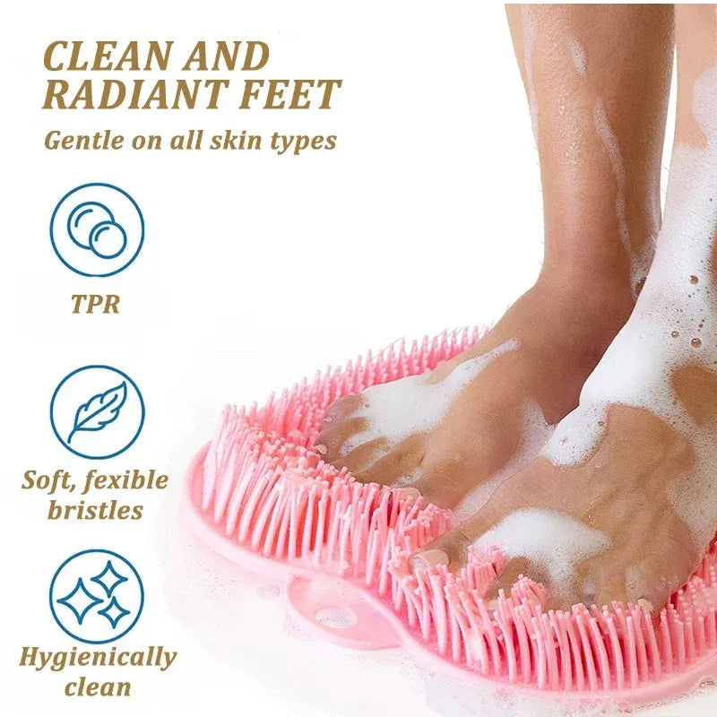 Silicone Foot Shower Massager & Scrubber Pad with Suction Cups – TPR Acupressure Mat for Feet & Body | Exfoliates, Improves Circulation, Odor Control (Medium & Large Sizes)