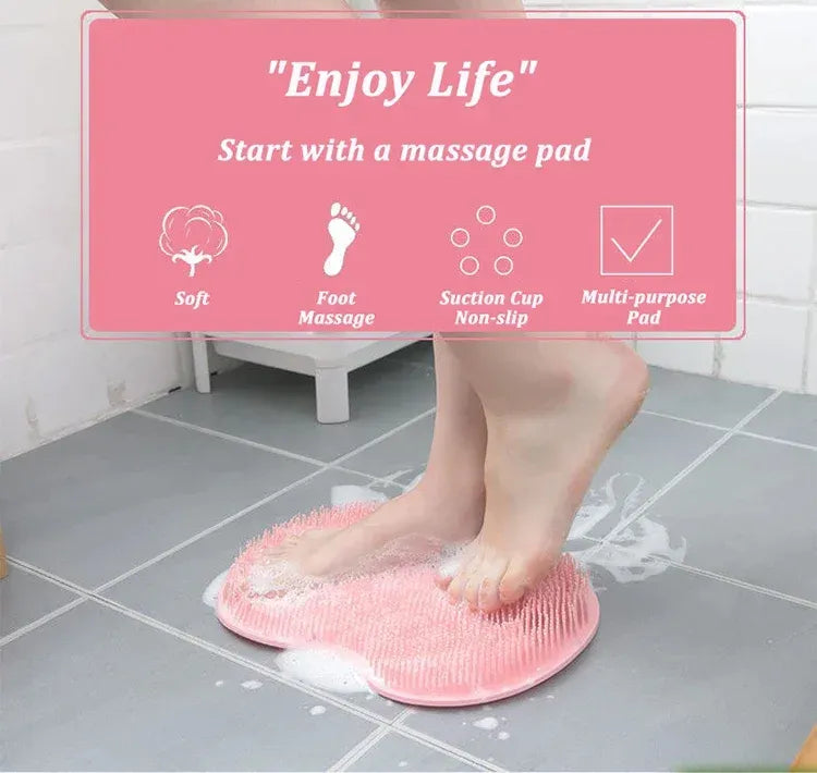 Silicone Foot Shower Massager & Scrubber Pad with Suction Cups – TPR Acupressure Mat for Feet & Body | Exfoliates, Improves Circulation, Odor Control (Medium & Large Sizes)