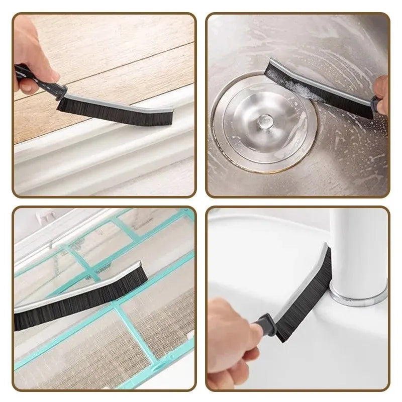 2pcs Gap Cleaning Brush Set - Durable Grout & Corner Scrubber with Long Handle for Tile, Bathroom, Kitchen & Window Tracks