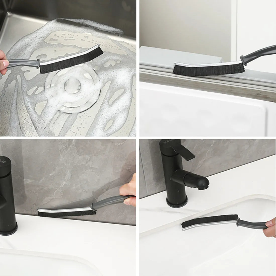 2pcs Gap Cleaning Brush Set - Durable Grout & Corner Scrubber with Long Handle for Tile, Bathroom, Kitchen & Window Tracks