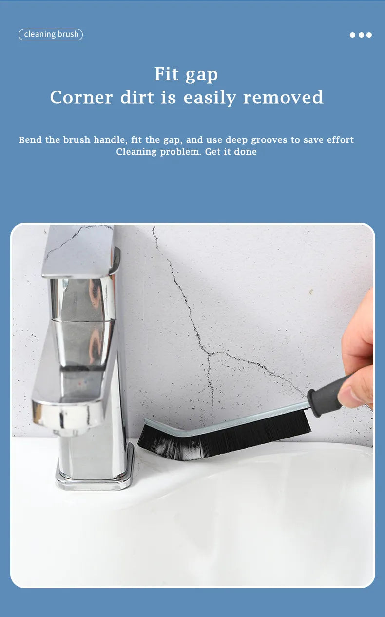 2pcs Gap Cleaning Brush Set - Durable Grout & Corner Scrubber with Long Handle for Tile, Bathroom, Kitchen & Window Tracks