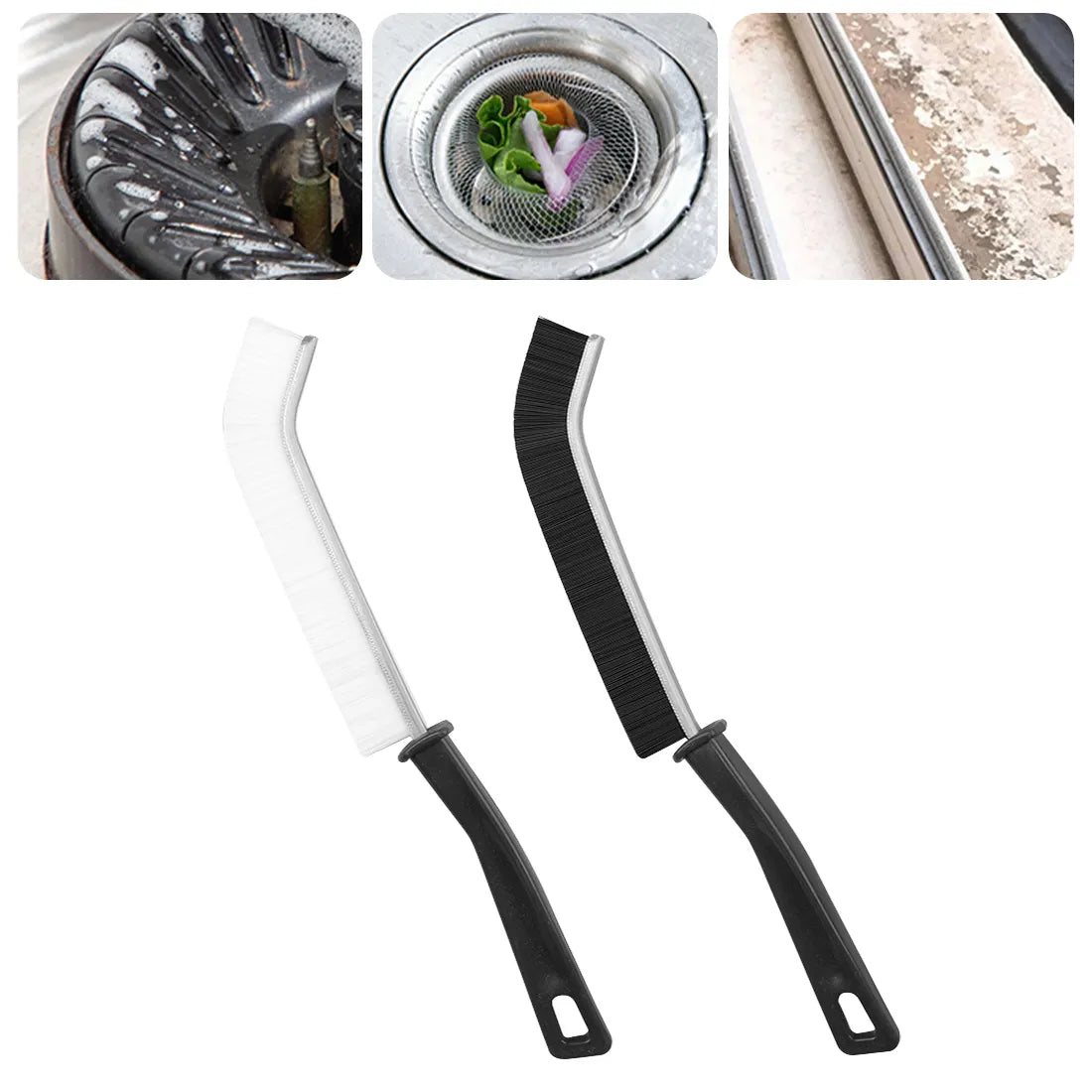 2pcs Gap Cleaning Brush Set - Durable Grout & Corner Scrubber with Long Handle for Tile, Bathroom, Kitchen & Window Tracks
