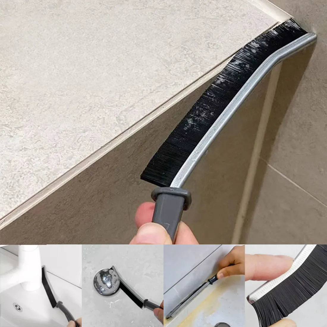2pcs Gap Cleaning Brush Set - Durable Grout & Corner Scrubber with Long Handle for Tile, Bathroom, Kitchen & Window Tracks