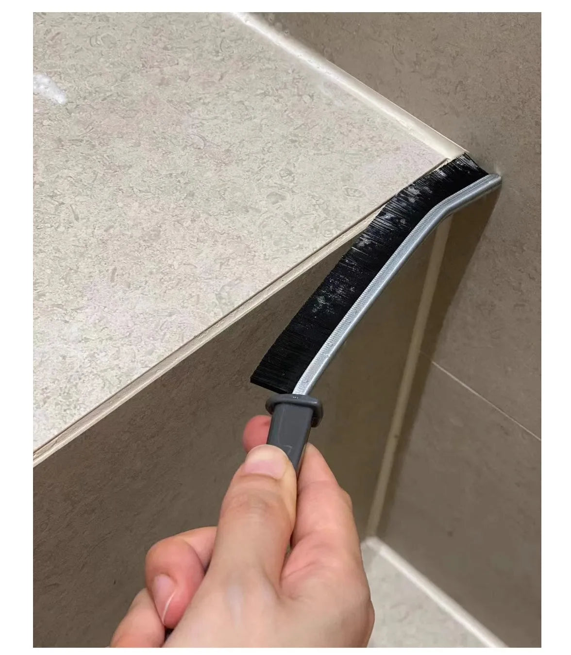 2pcs Gap Cleaning Brush Set - Durable Grout & Corner Scrubber with Long Handle for Tile, Bathroom, Kitchen & Window Tracks