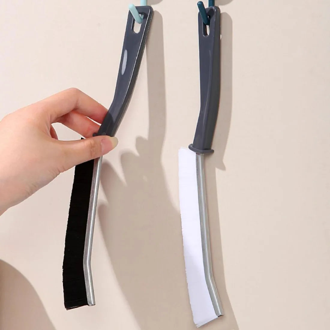 2pcs Gap Cleaning Brush Set - Durable Grout & Corner Scrubber with Long Handle for Tile, Bathroom, Kitchen & Window Tracks