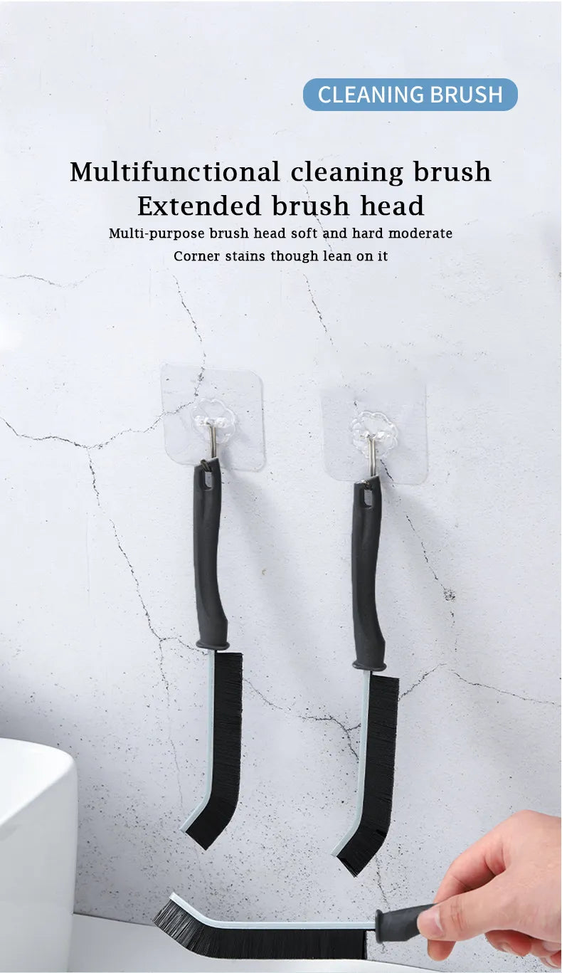 2pcs Gap Cleaning Brush Set - Durable Grout & Corner Scrubber with Long Handle for Tile, Bathroom, Kitchen & Window Tracks