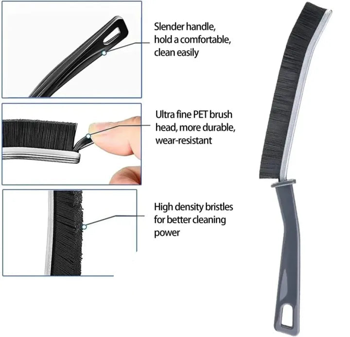 2pcs Gap Cleaning Brush Set - Durable Grout & Corner Scrubber with Long Handle for Tile, Bathroom, Kitchen & Window Tracks