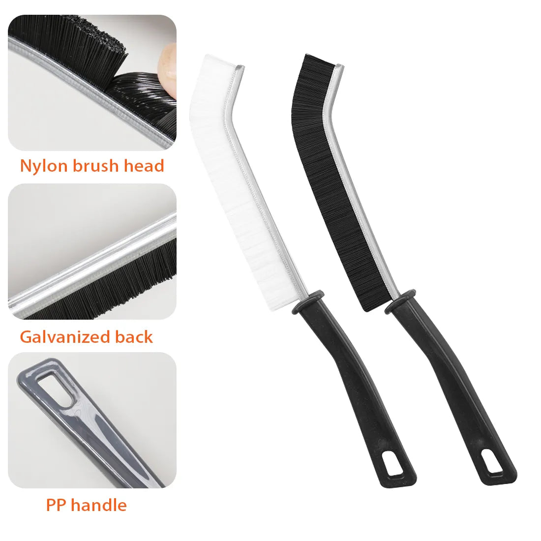 2pcs Gap Cleaning Brush Set - Durable Grout & Corner Scrubber with Long Handle for Tile, Bathroom, Kitchen & Window Tracks