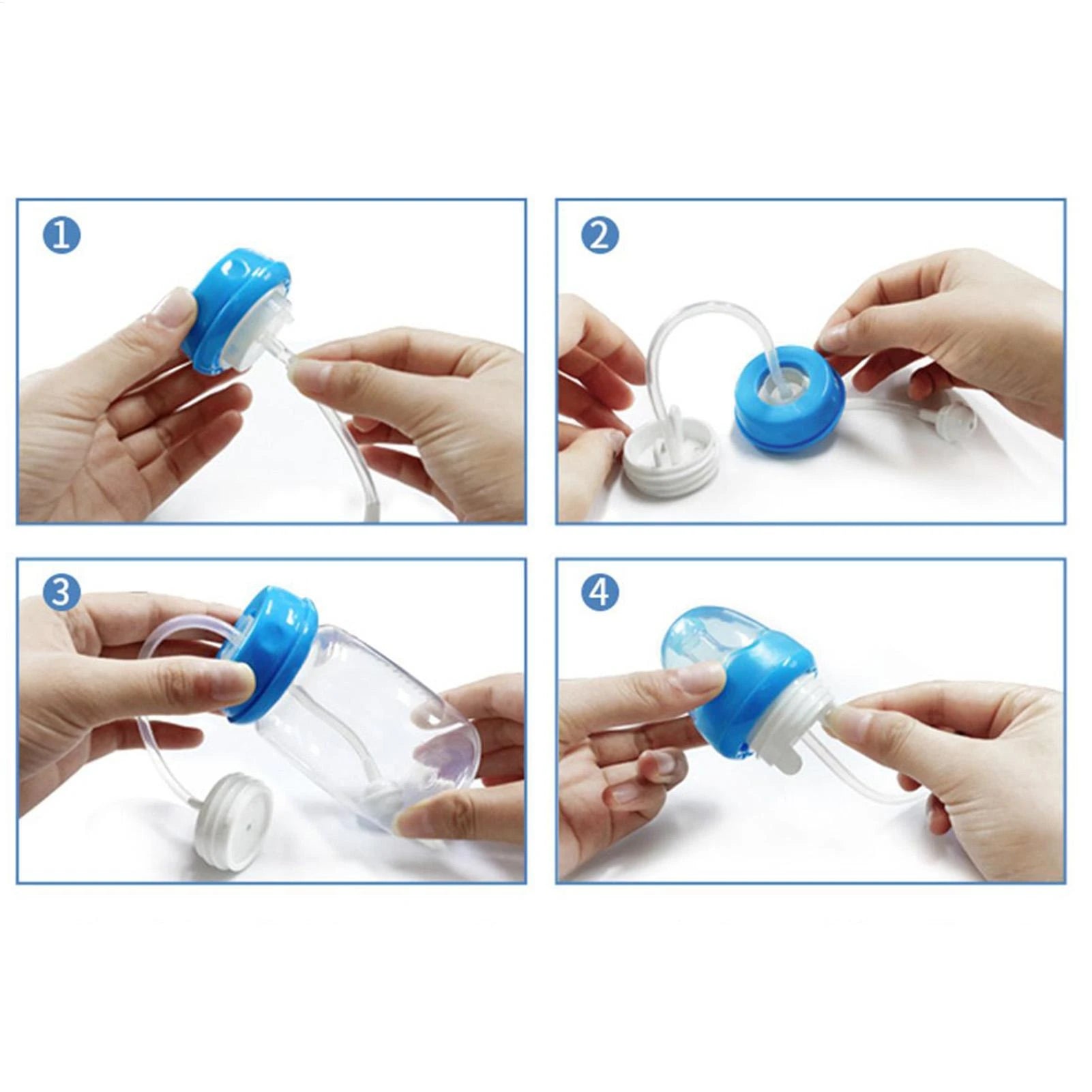 3-in-1 Hands-Free Baby Feeding Bottle with Tube | Anti-Colic BPA-Free Silicone Wide Neck Milk Storage Bottle | Self-Feeding Gravity Straw Bottle 240ML
