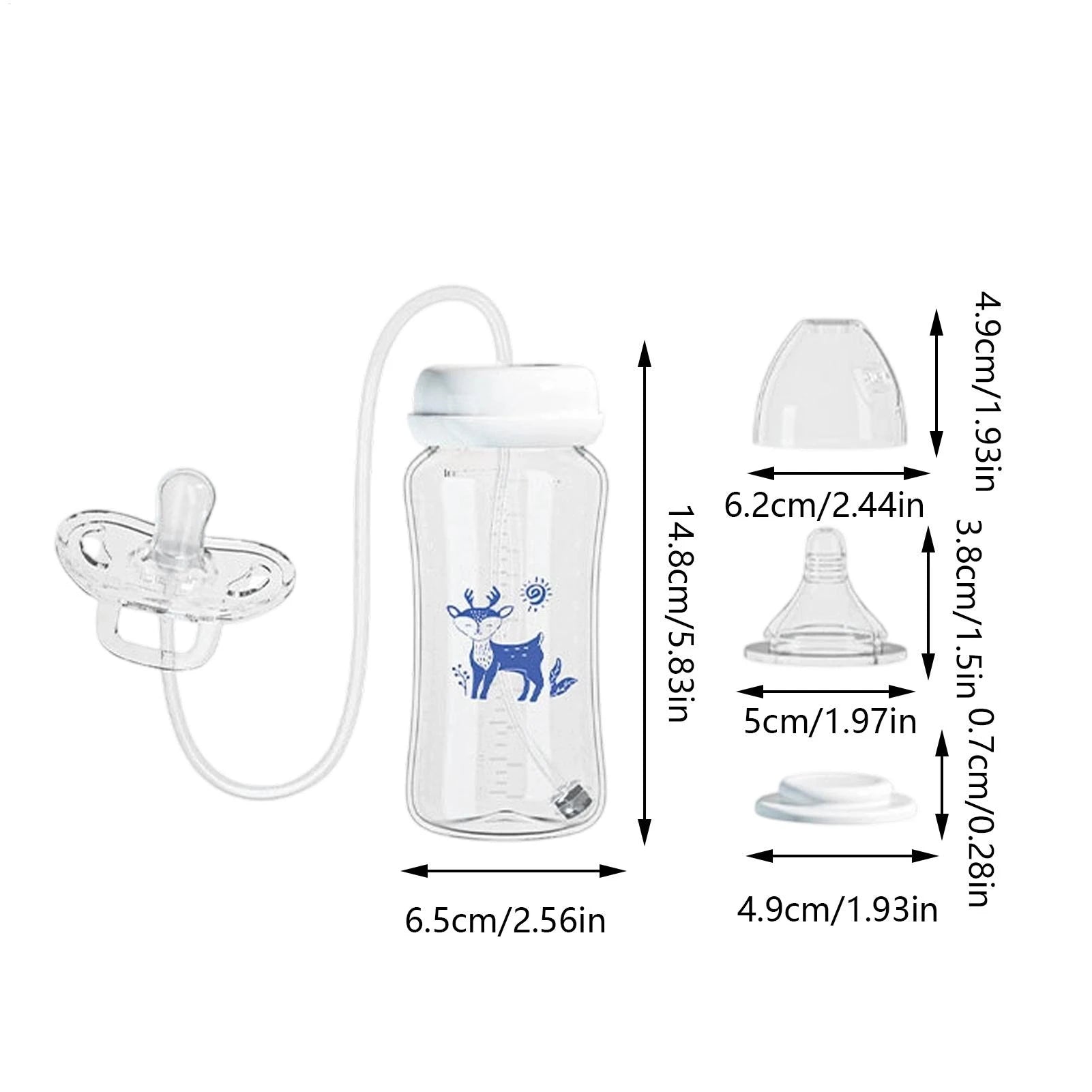 3-in-1 Hands-Free Baby Feeding Bottle with Tube | Anti-Colic BPA-Free Silicone Wide Neck Milk Storage Bottle | Self-Feeding Gravity Straw Bottle 240ML